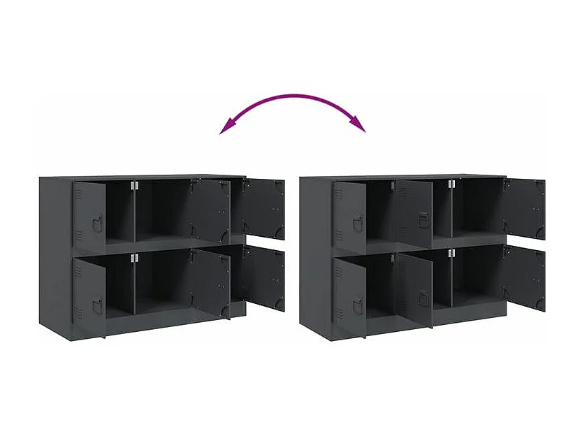 Commode à 6 casiers en acier Klavin 99cm - Style industriel-Couleur Gris anthracite