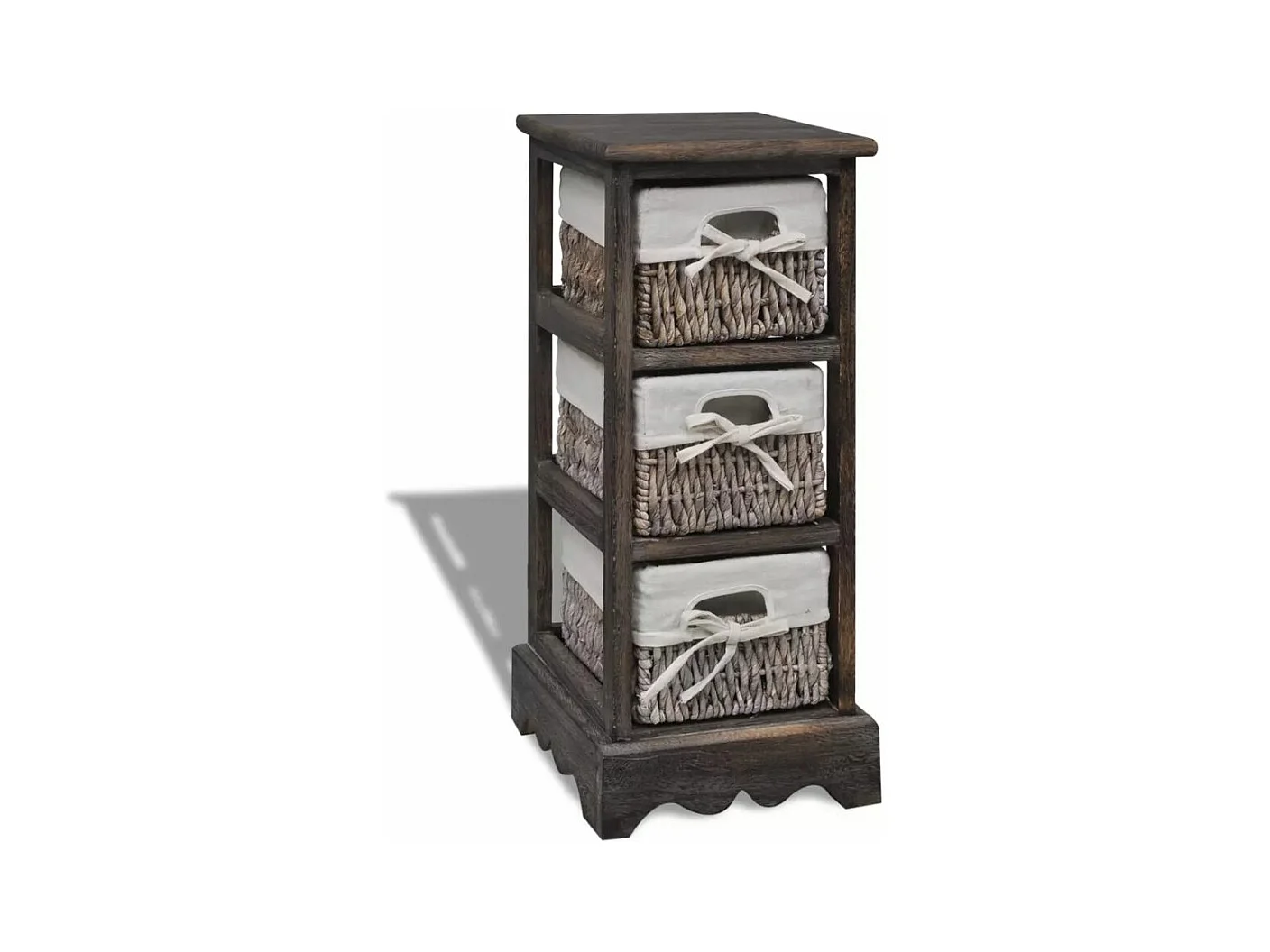 Étagère de rangement Bois Marron 3 paniers en tissage