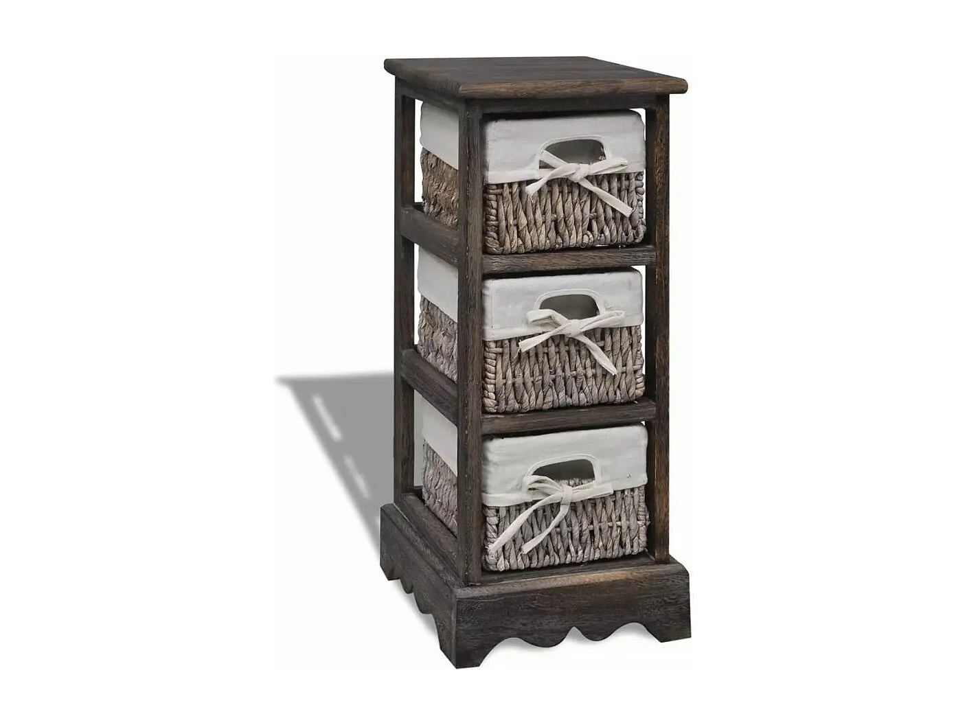 Étagère de rangement Bois Marron 3 paniers en tissage