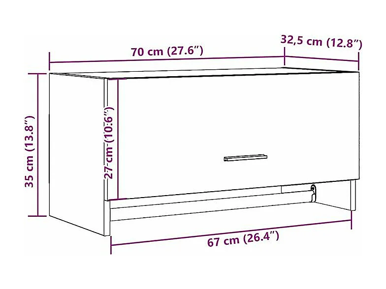 Garde-robe vieux bois 70x32,5x35 bois d'ingénierie