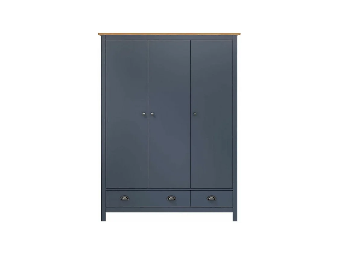 Garde-robe à 3 portes Hill Gris 127x50x170 Pin solide