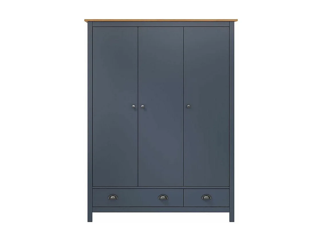 Garde-robe à 3 portes Hill Gris 127x50x170 Pin solide