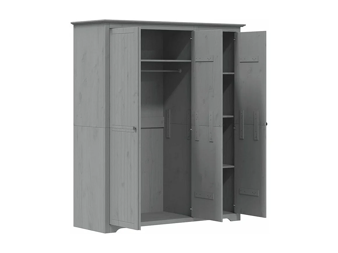 Garde-robe BODO gris 146x53,5x173 bois massif de pin