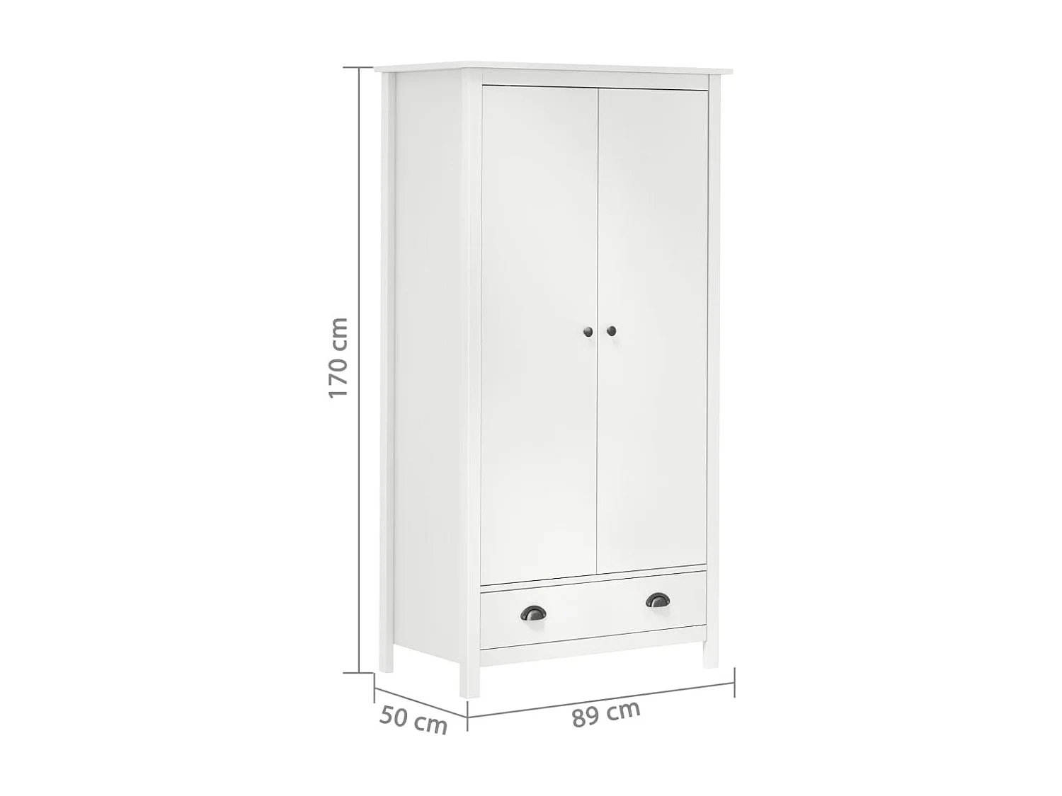 Garde-robe à 2 portes Hill Range Blanc 89x50x170 Pin solide