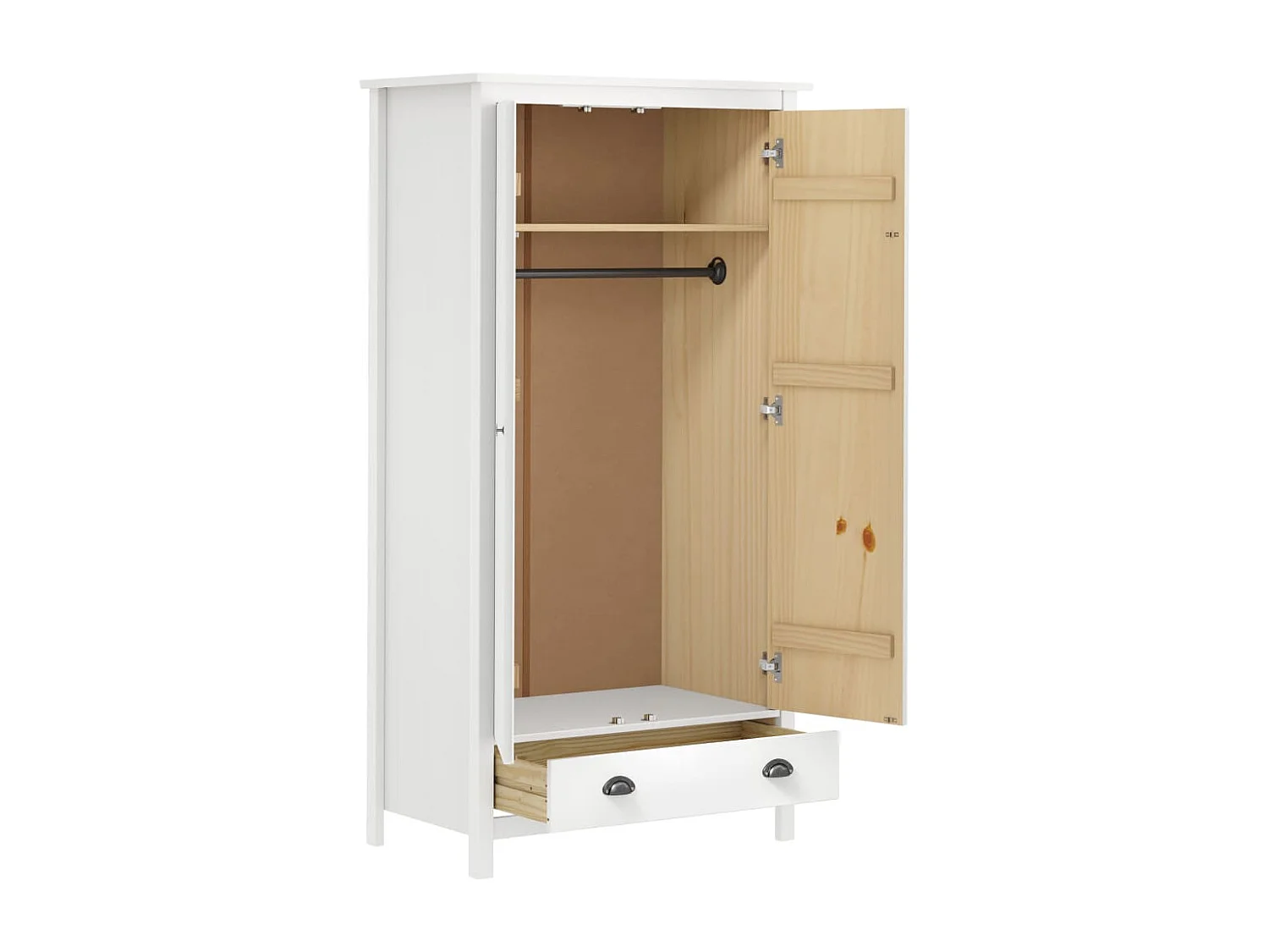 Garde-robe à 2 portes Hill Range Blanc 89x50x170 Pin solide