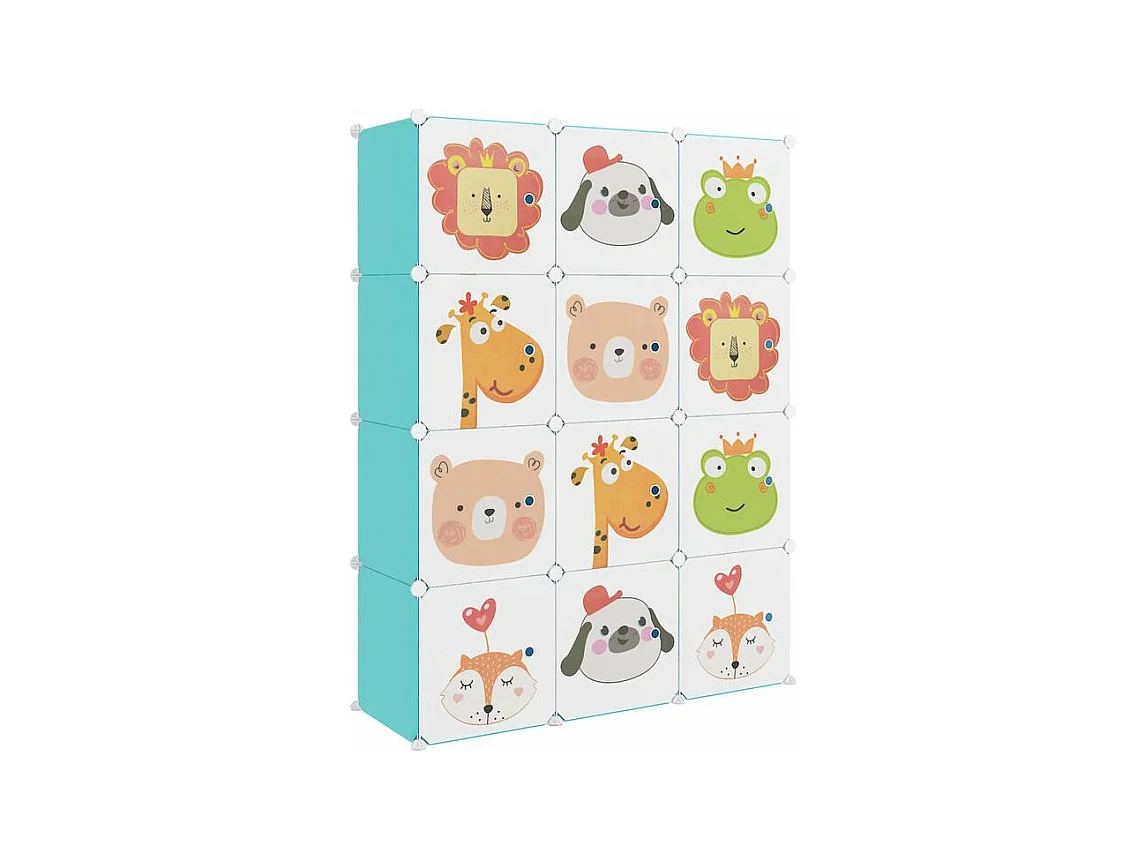 Armoire de rangement pour enfants avec 12 cubes Vert PP