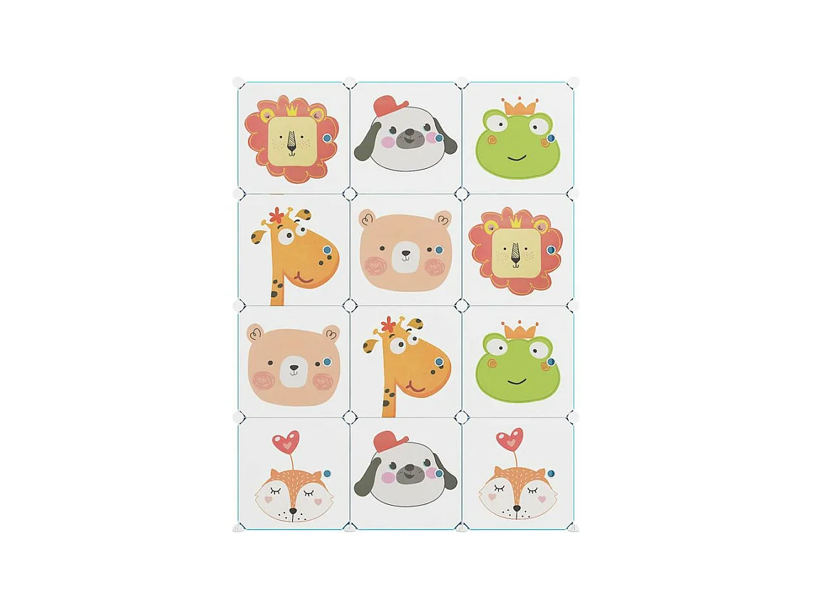 Armoire de rangement pour enfants avec 12 cubes Vert PP