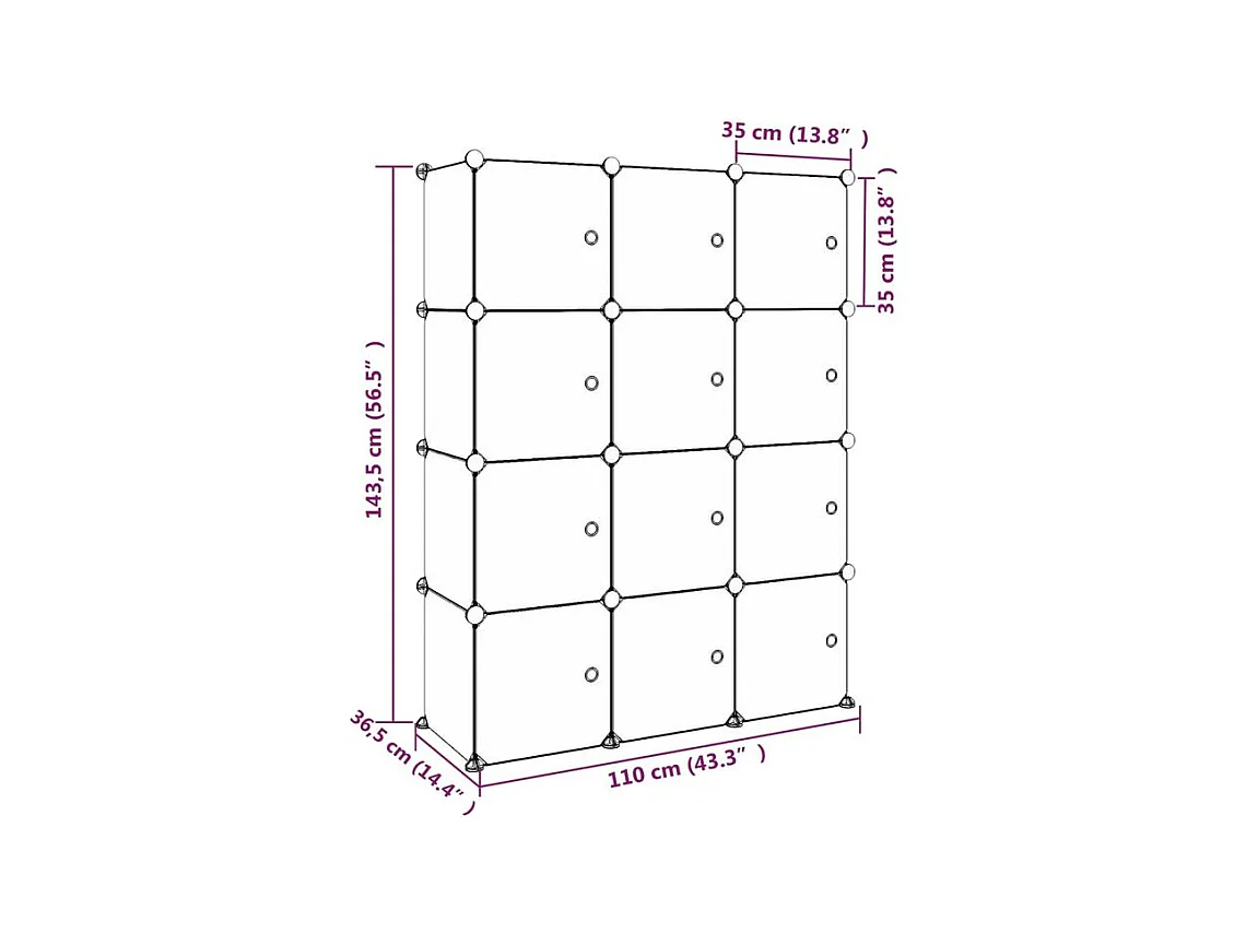 Armoire de rangement pour enfants avec 12 cubes Vert PP