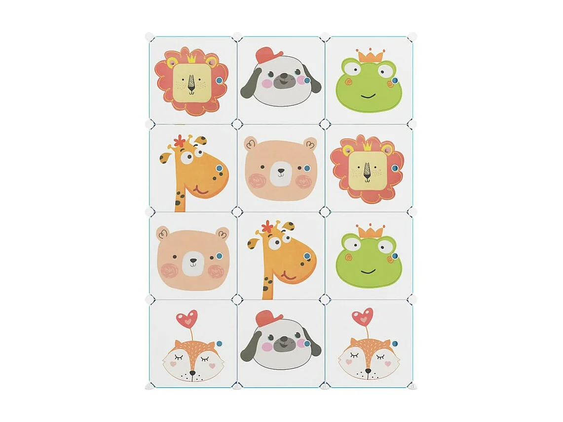 Armoire de rangement pour enfants avec 12 cubes Vert PP