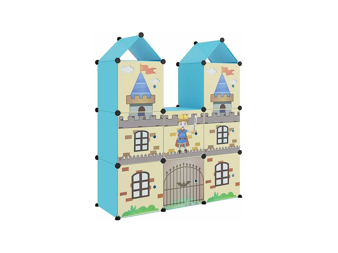 Armoire de rangement pour enfants avec 8 cubes Bleu PP