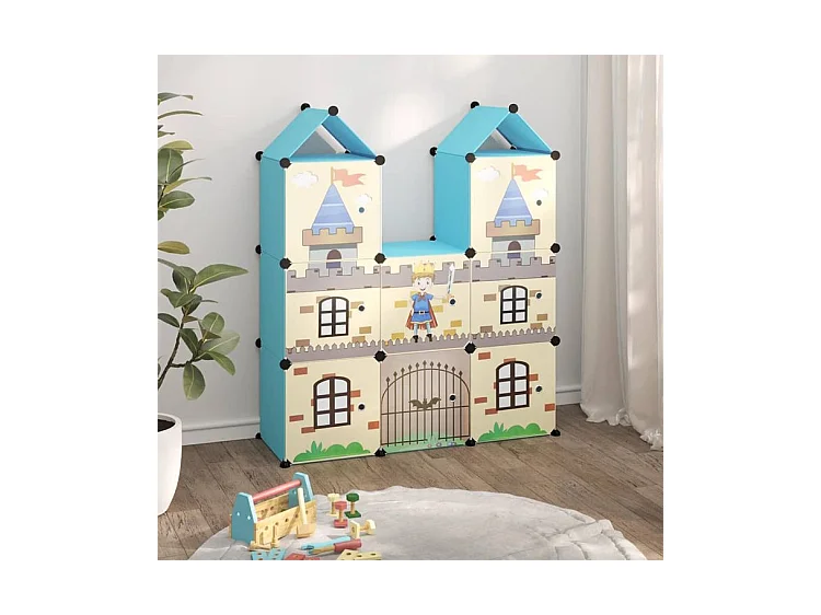 Armoire de rangement pour enfants avec 8 cubes Bleu PP