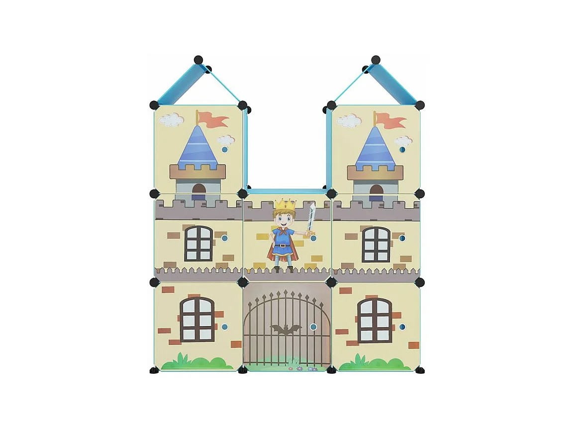 Armoire de rangement pour enfants avec 8 cubes Bleu PP