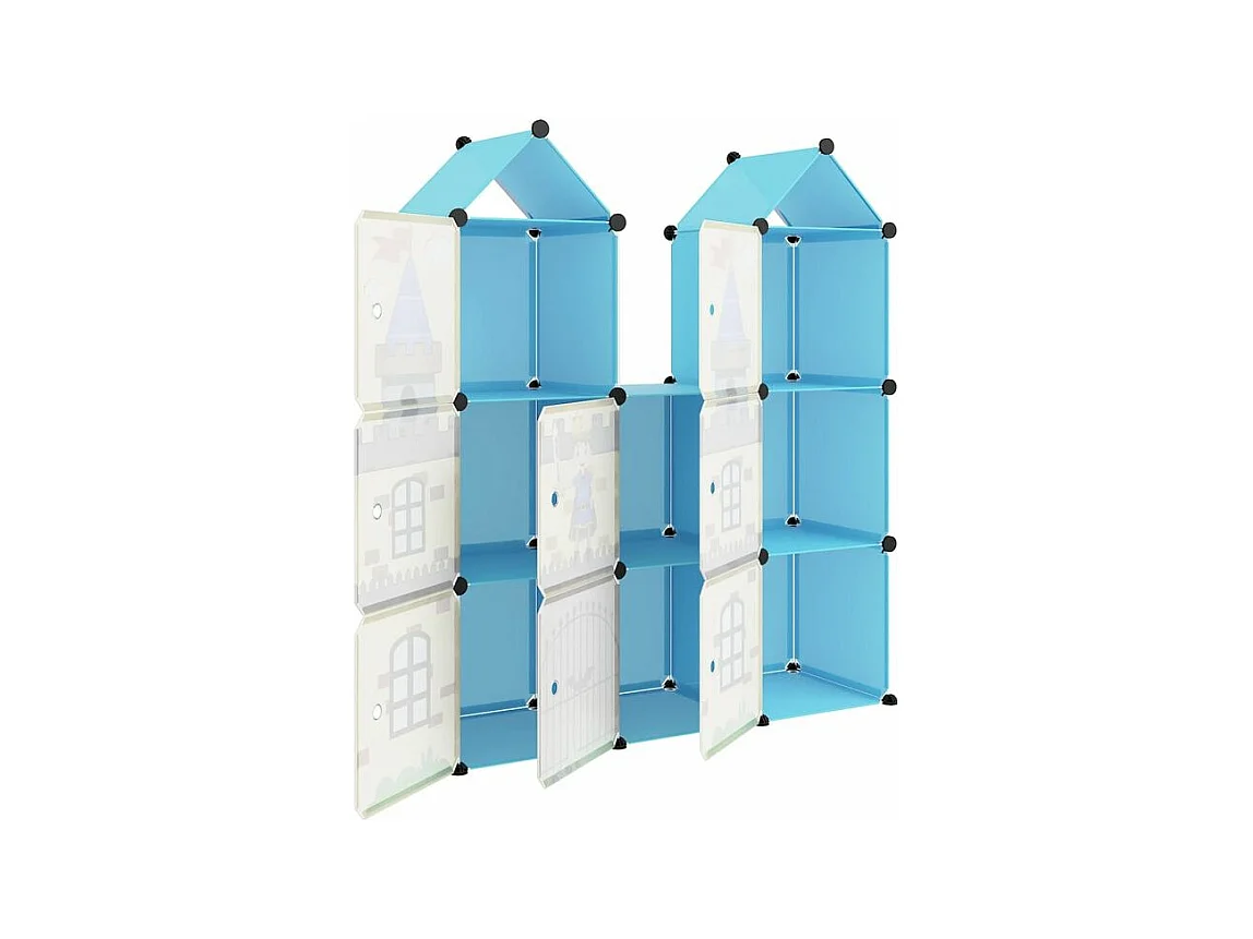 Armoire de rangement pour enfants avec 8 cubes Bleu PP