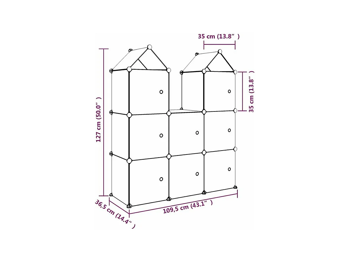 Armoire de rangement pour enfants avec 8 cubes Bleu PP