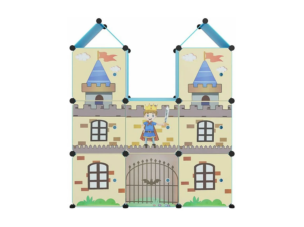 Armoire de rangement pour enfants avec 8 cubes Bleu PP