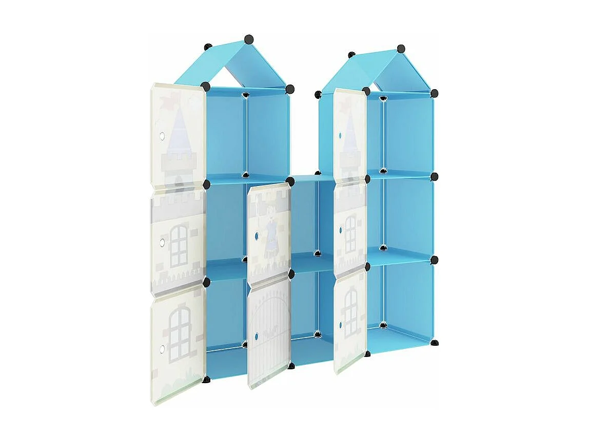 Armoire de rangement pour enfants avec 8 cubes Bleu PP