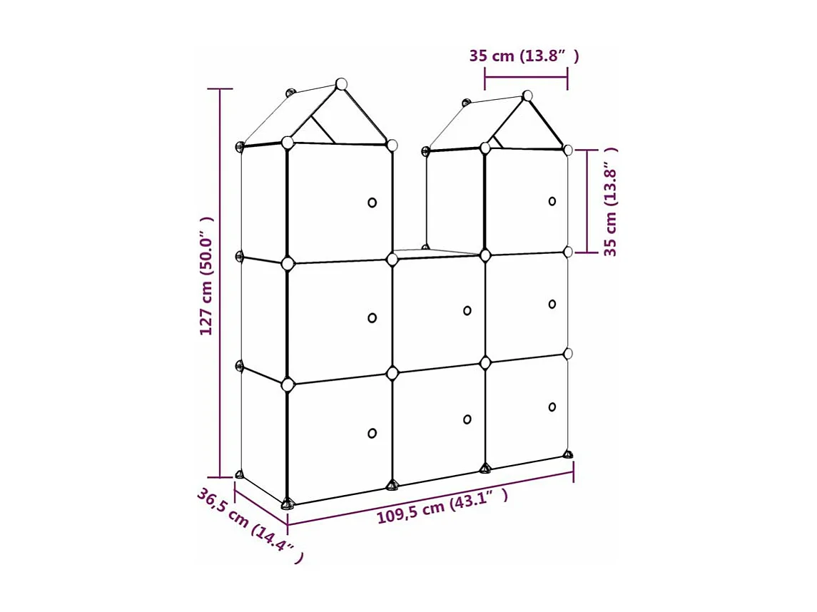 Armoire de rangement pour enfants avec 8 cubes Bleu PP
