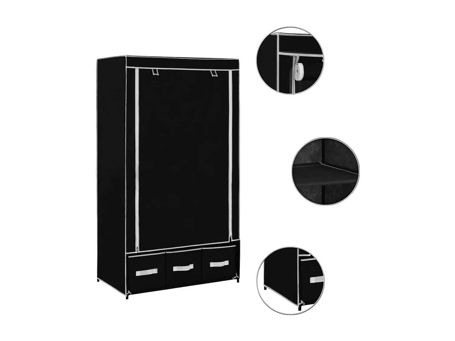 Garde-robe Noir 87 x 49x159 Tissu