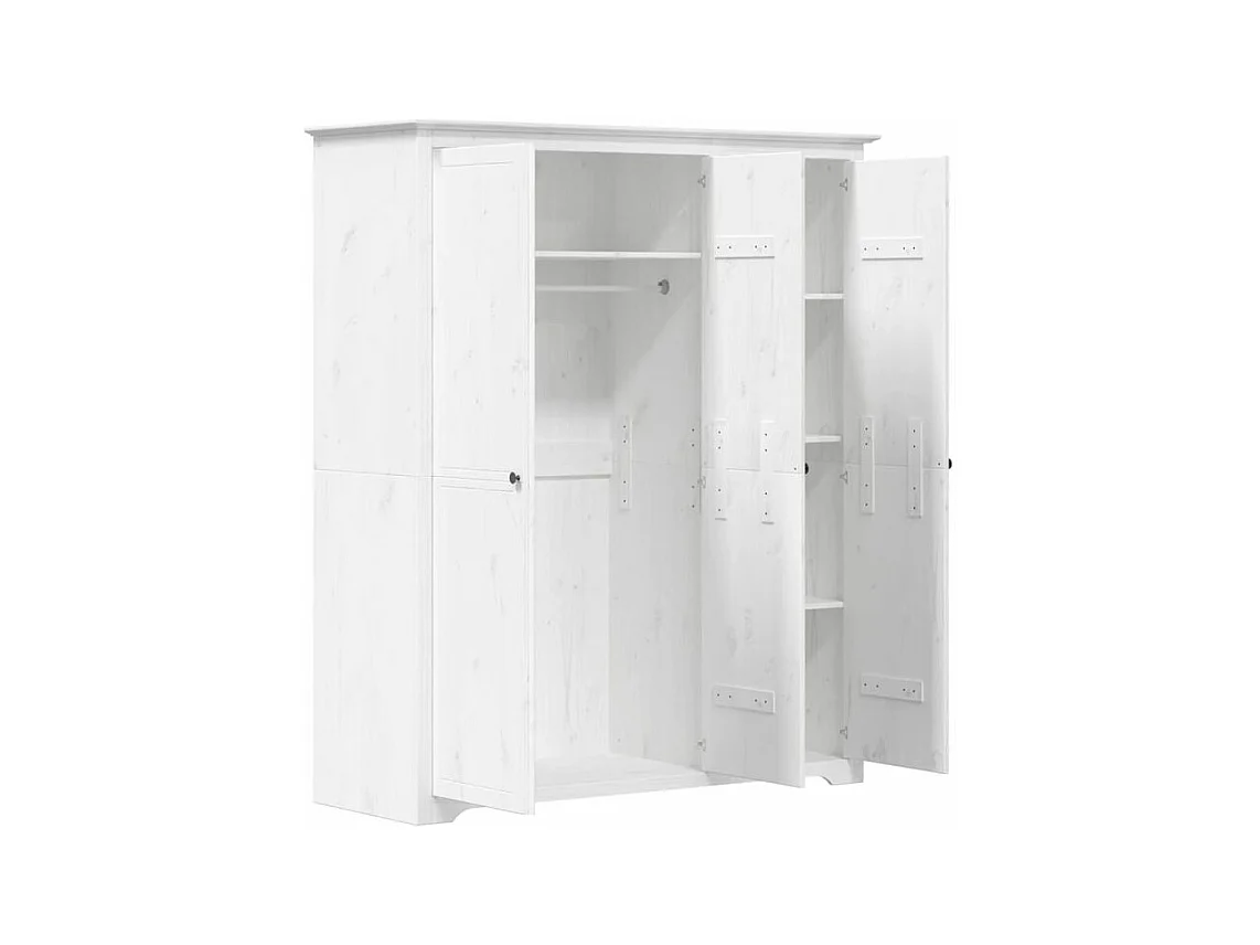 Garde-robe BODO blanc 146x53,5x173 bois massif de pin