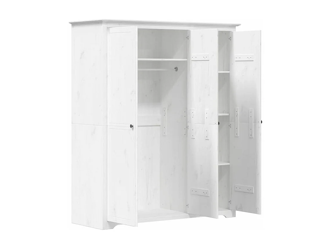 Garde-robe BODO blanc 146x53,5x173 bois massif de pin