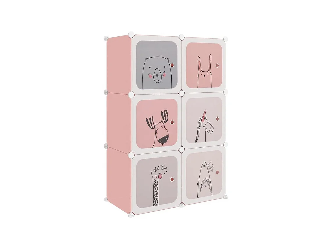 Armoire de rangement pour enfants avec 6 cubes Rose PP