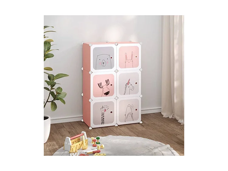 Armoire de rangement pour enfants avec 6 cubes Rose PP