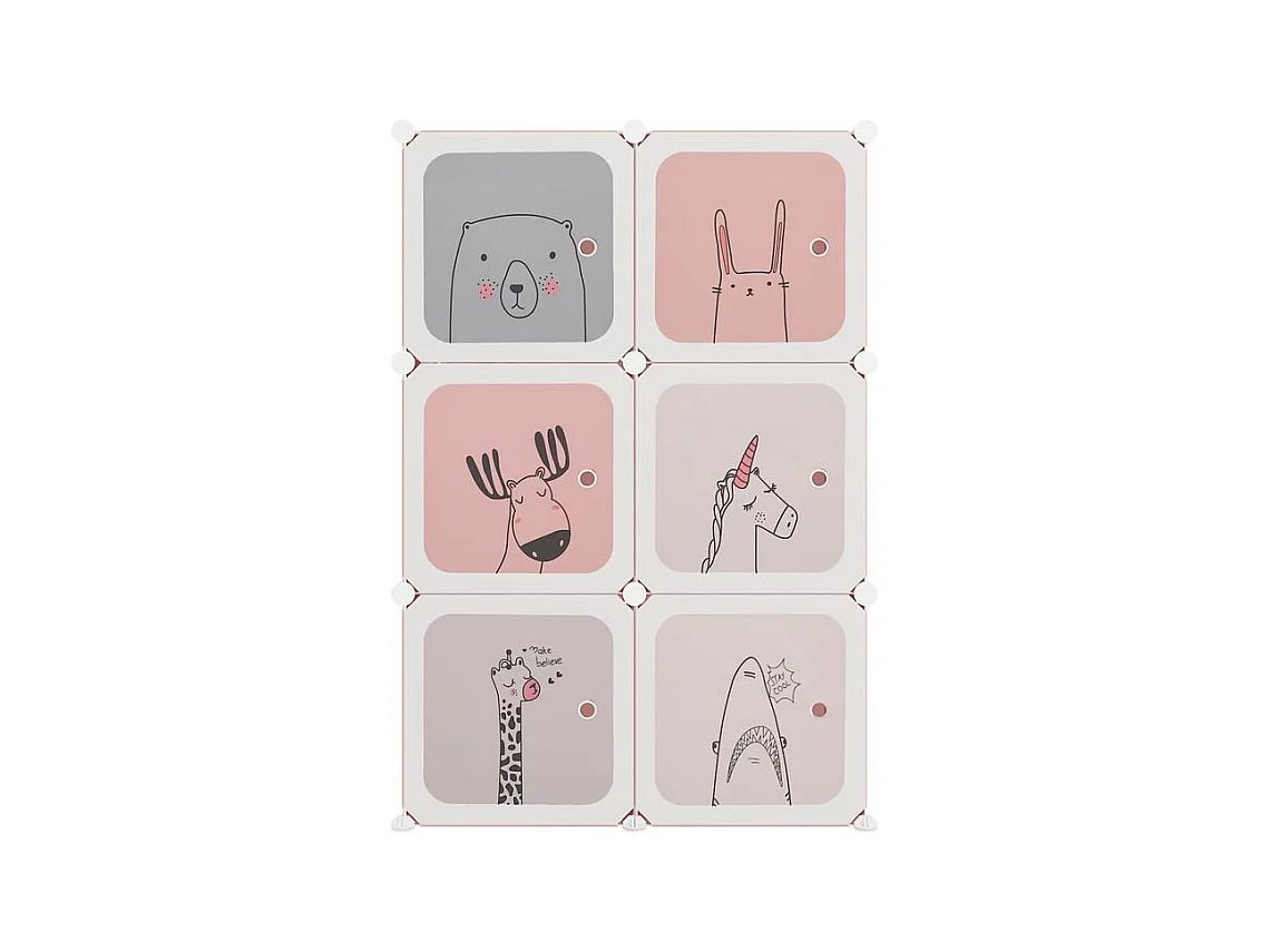 Armoire de rangement pour enfants avec 6 cubes Rose PP