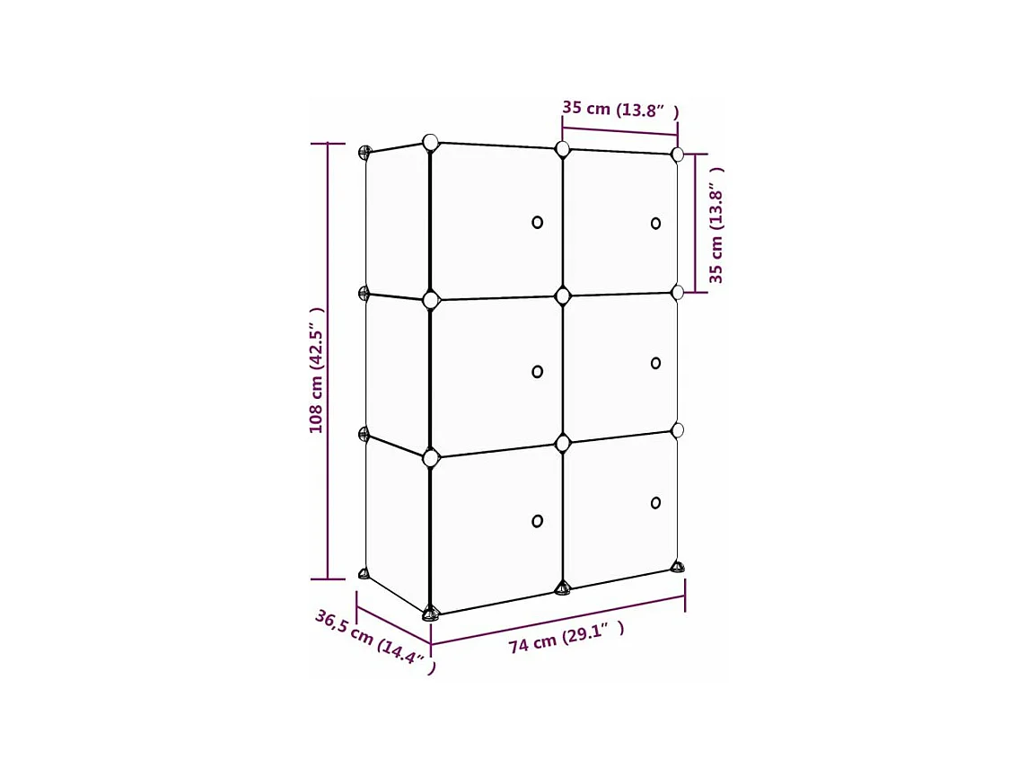Armoire de rangement pour enfants avec 6 cubes Rose PP