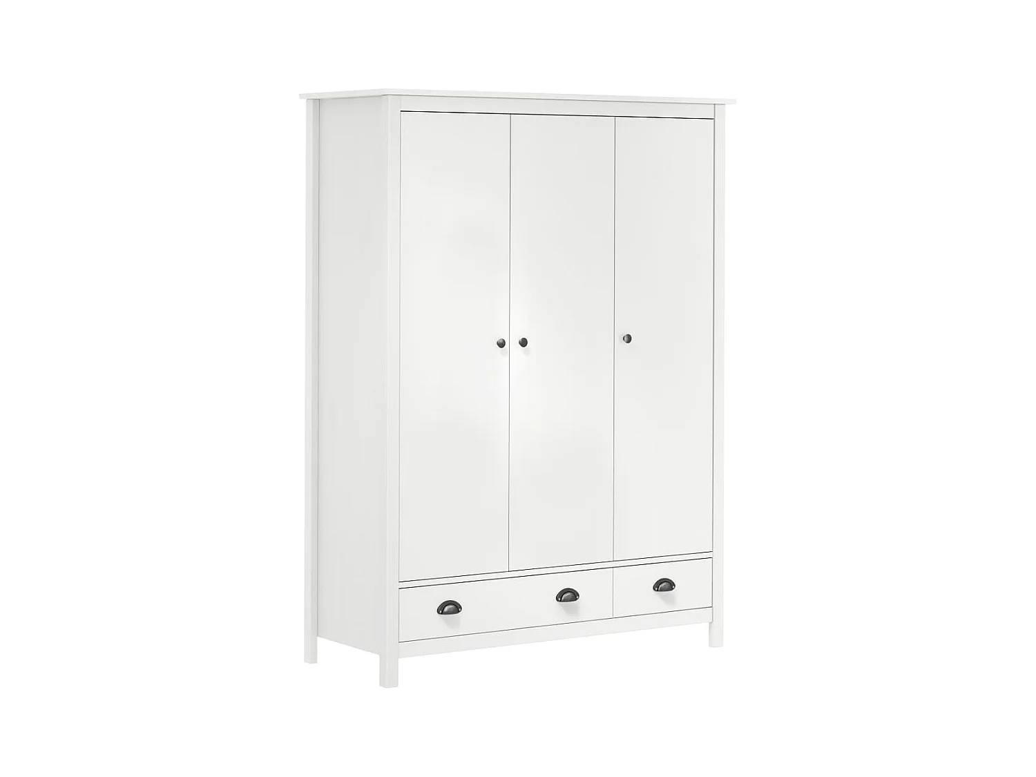 Garde-robe à 3 portes Hill Range Blanc 127x50x170 Pin solide 2
