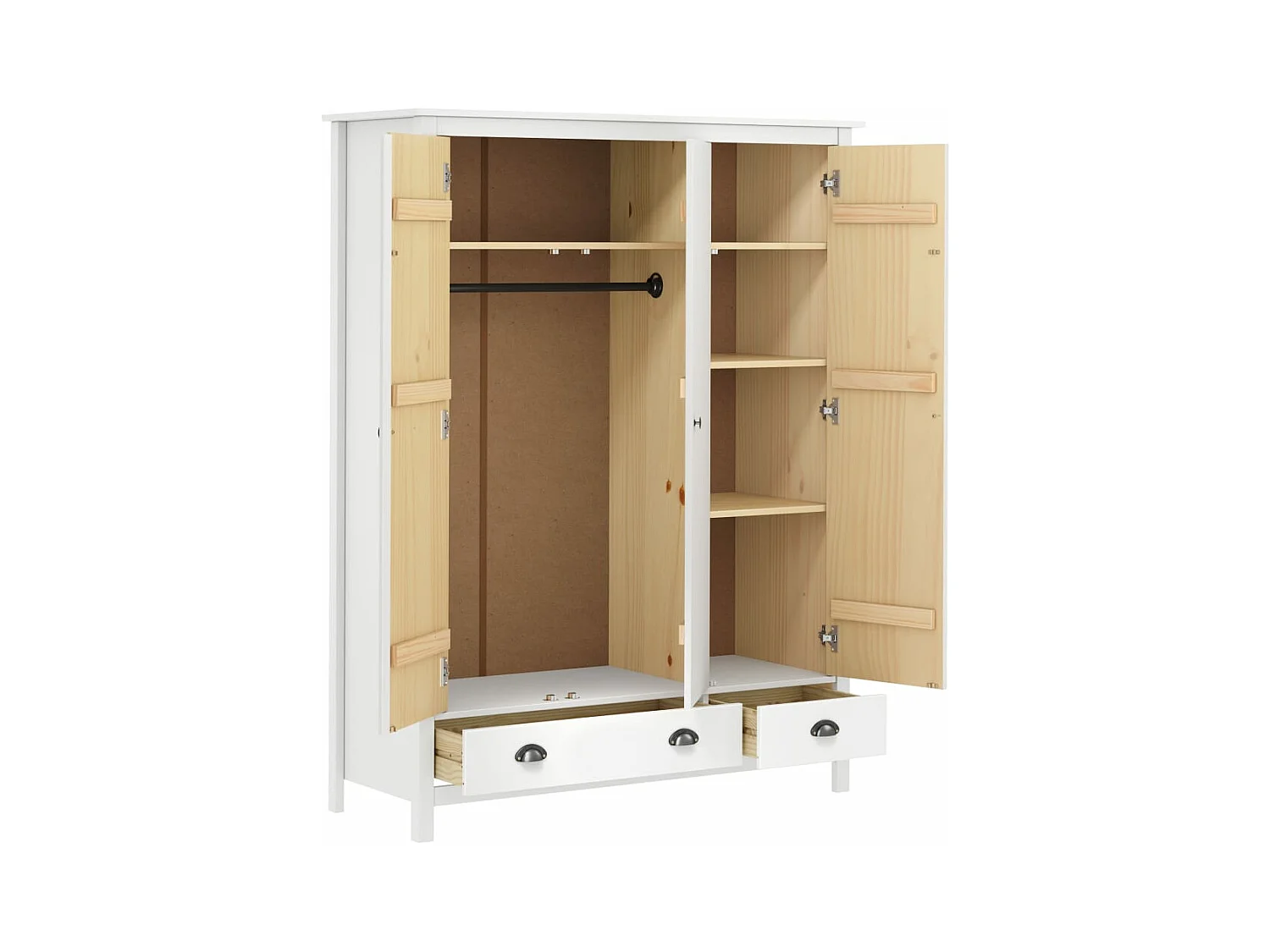 Garde-robe à 3 portes Hill Range Blanc 127x50x170 Pin solide 2