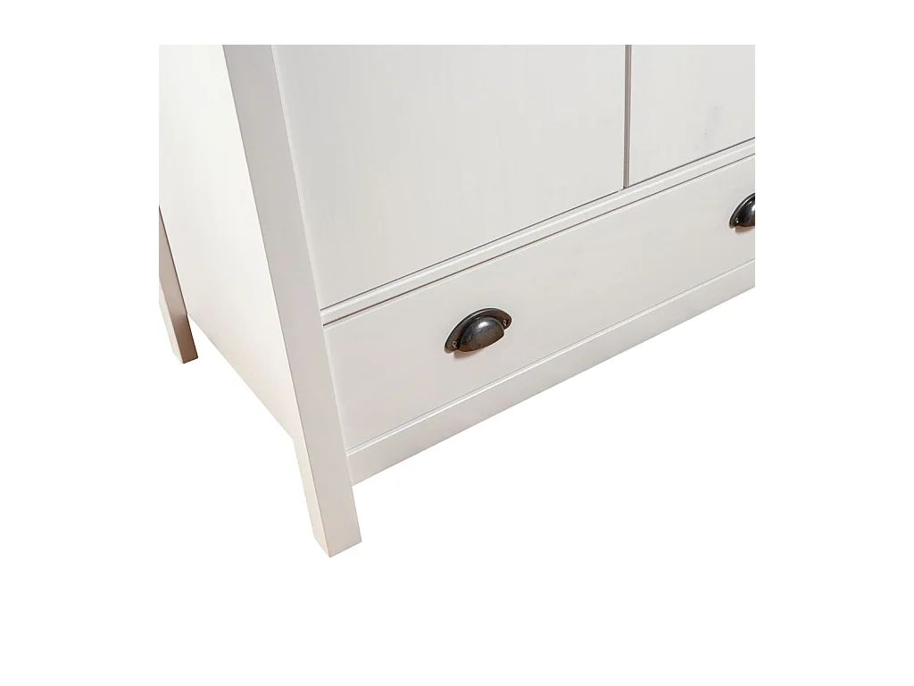 Garde-robe à 3 portes Hill Range Blanc 127x50x170 Pin solide 2