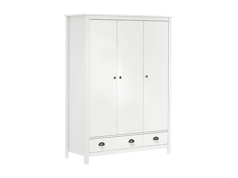 Garde-robe à 3 portes Hill Range Blanc 127x50x170 Pin solide 2