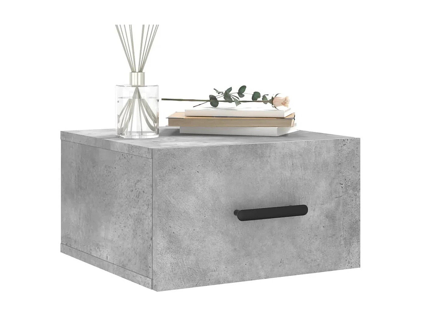 Table de chevet murale gris béton 35x35x20