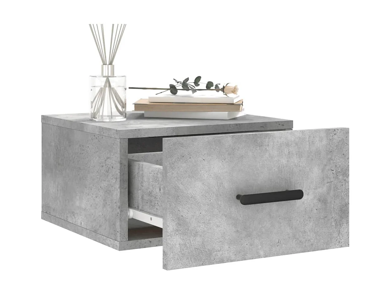 Table de chevet murale gris béton 35x35x20