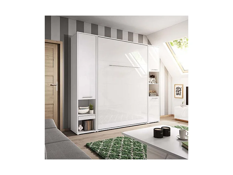 Colonne de rangement avec étagères blanc brillant Noby 45cm