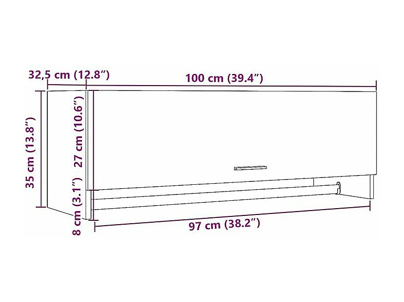 Garde-robe chêne artisanal 100x32,5x35 bois d'ingénierie