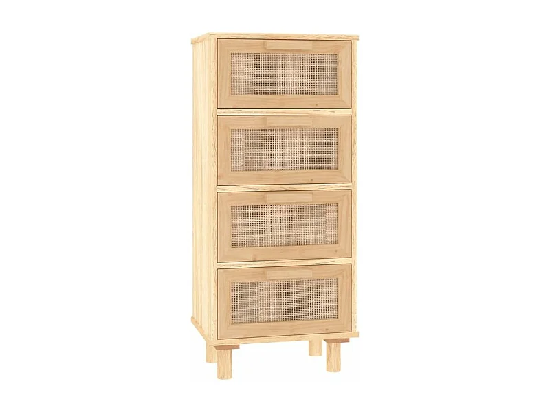 Chiffonnier en bois avec 4 tiroirs en Rotin naturel 40cm - Modèle Kaliga-Couleur Naturel