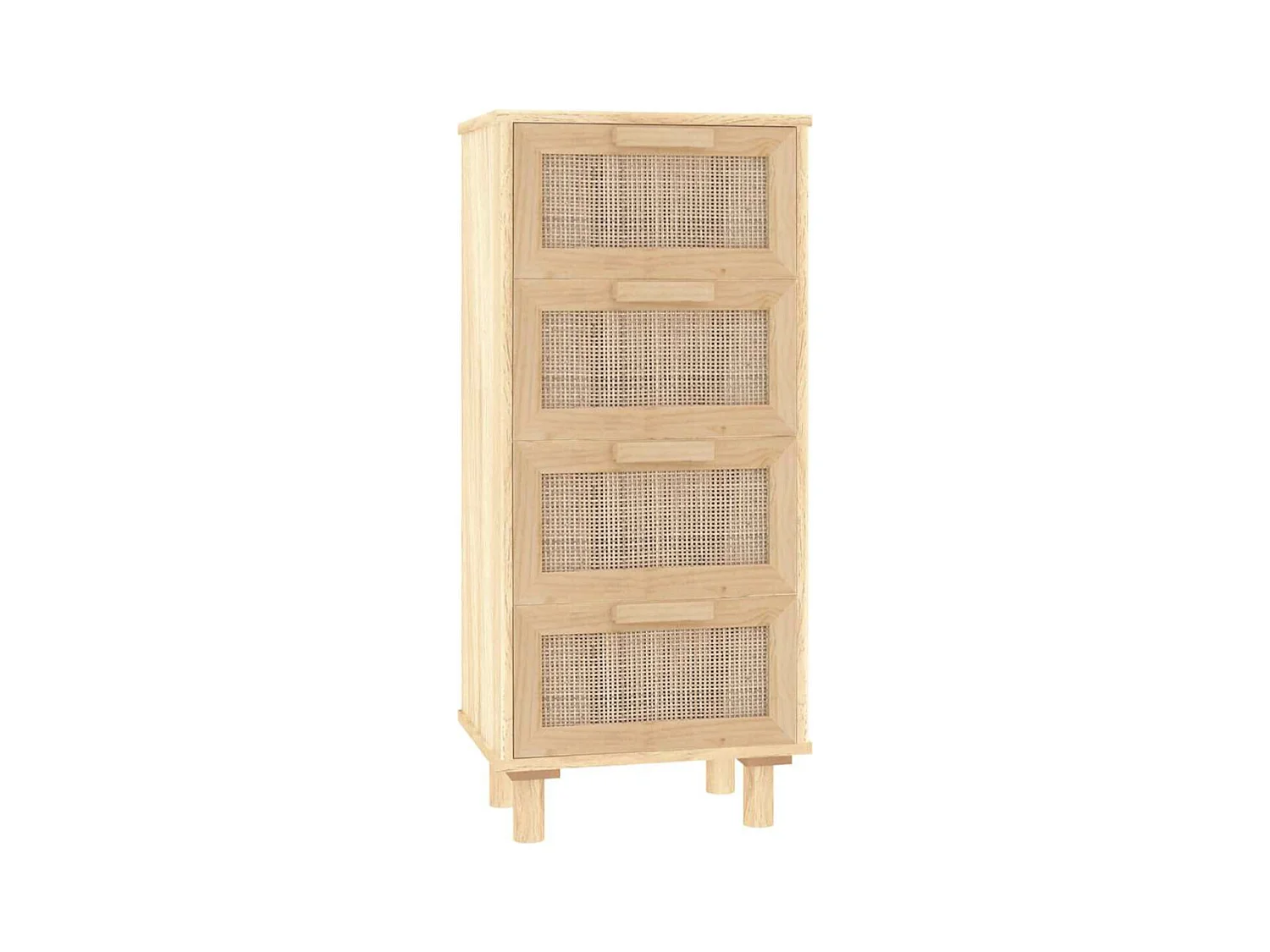 Chiffonnier en bois avec 4 tiroirs en Rotin naturel 40cm - Modèle Kaliga-Couleur Naturel