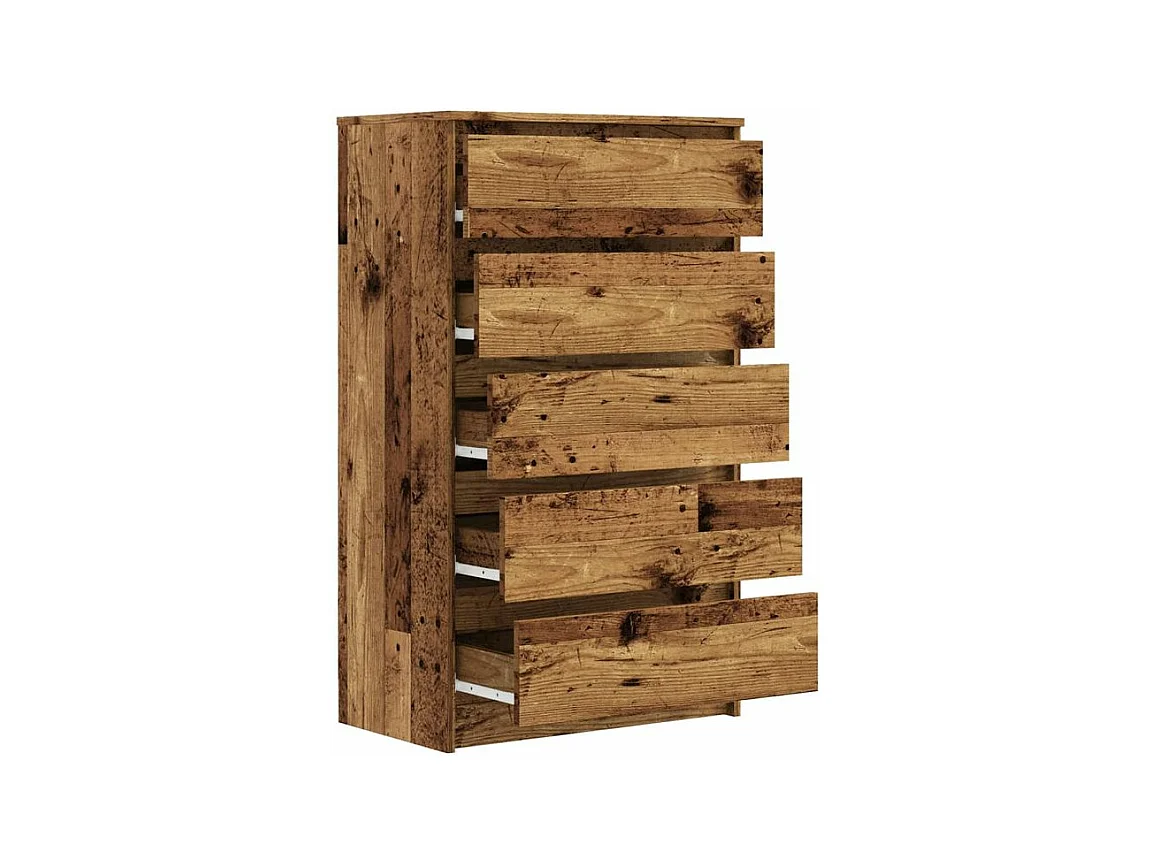 Commode haute 5 tiroirs Klasko 60cm - Bois d'ingénierie-Couleur Marron clair