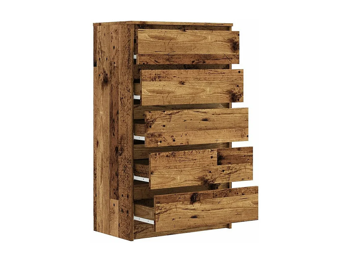 Commode haute 5 tiroirs Klasko 60cm - Bois d'ingénierie-Couleur Marron clair