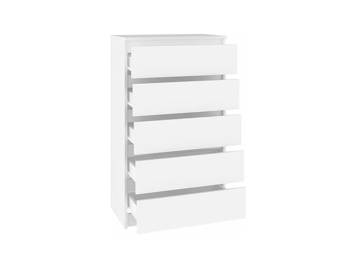 Commode haute 5 tiroirs Klasko 60cm - Bois d'ingénierie-Couleur Blanc