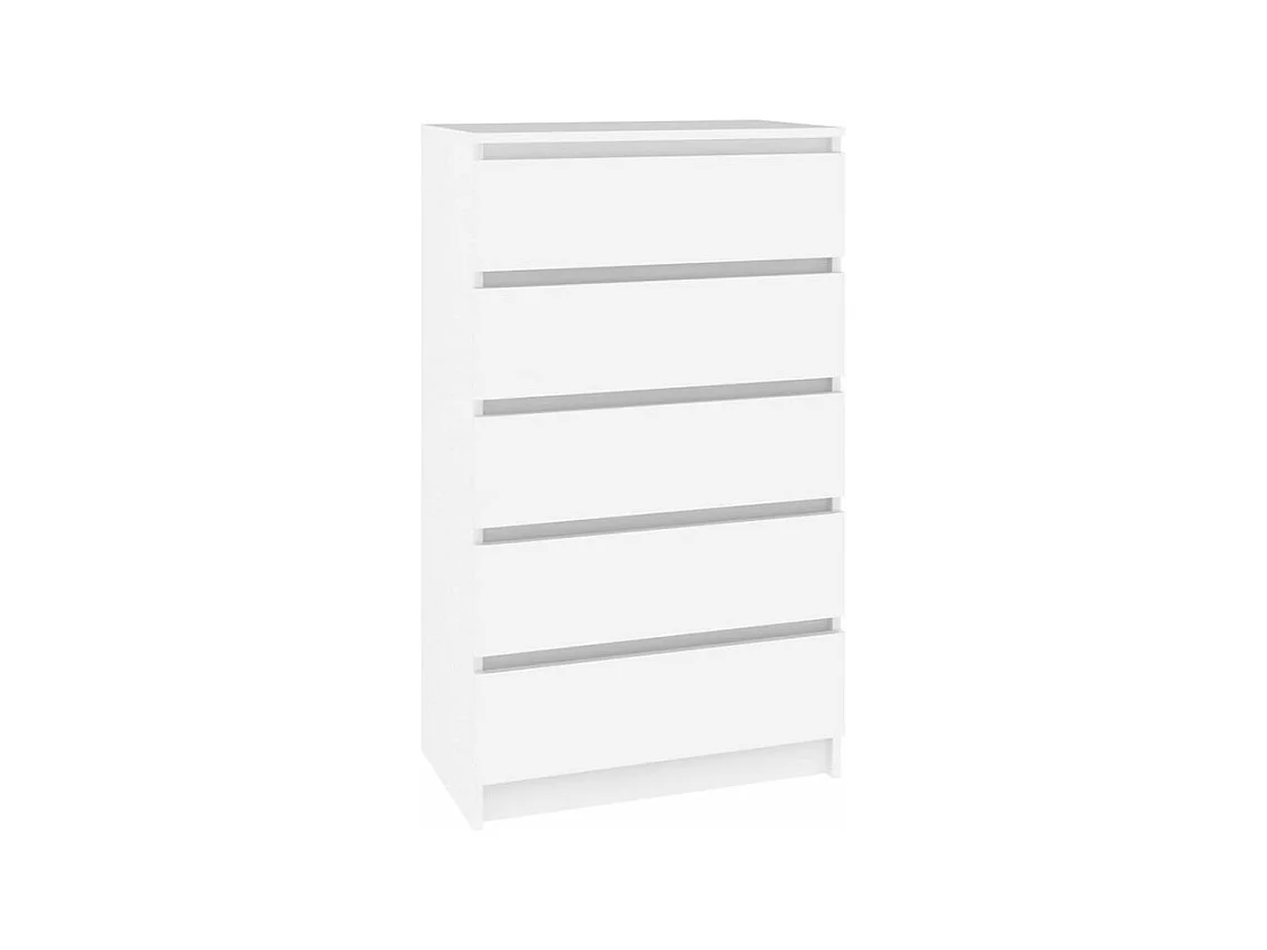 Commode haute 5 tiroirs Klasko 60cm - Bois d'ingénierie-Couleur Blanc