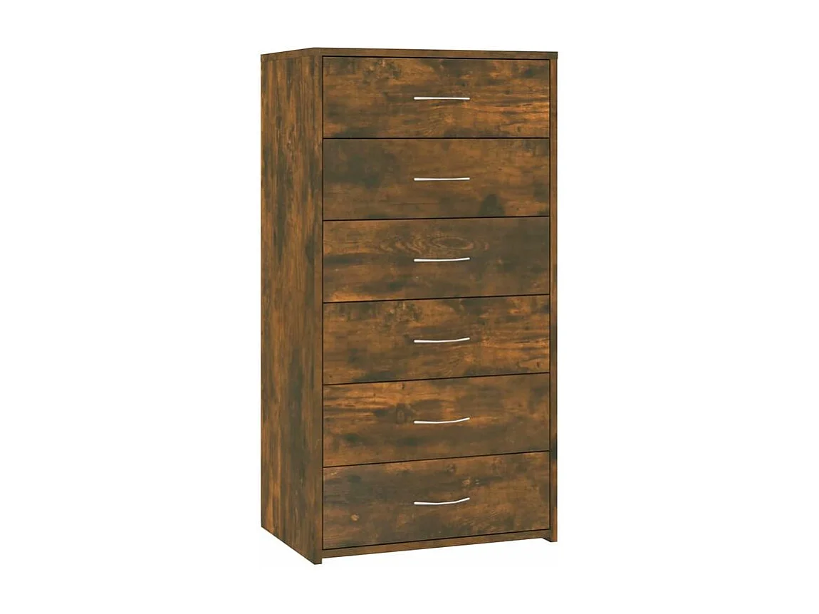 Chiffonnier 6 tiroirs en bois Homy 50cm - Le rangement pratique-Couleur Marron fumé