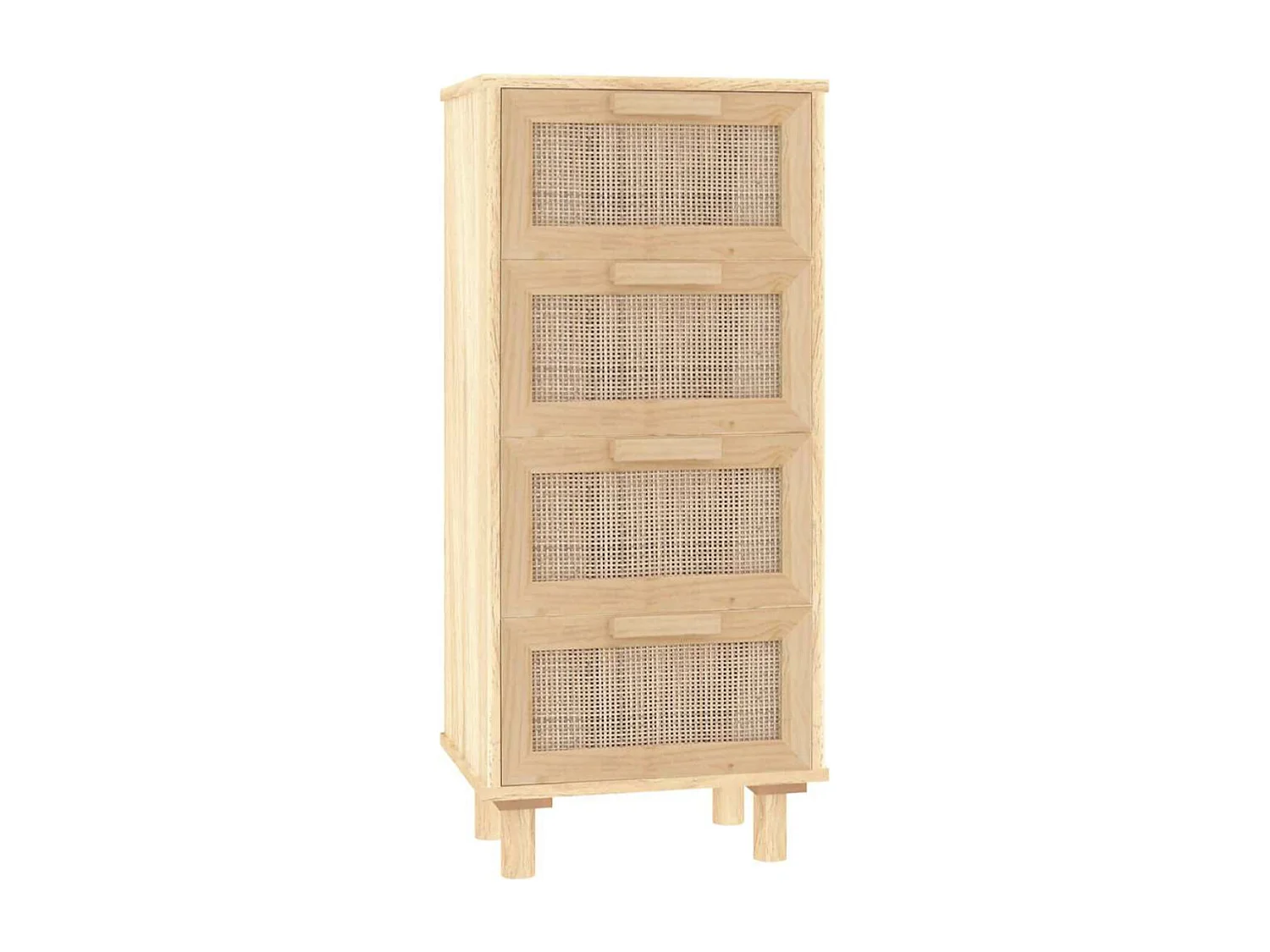 Chiffonnier en bois avec 4 tiroirs en Rotin naturel 40cm - Modèle Kaliga-Couleur Noir