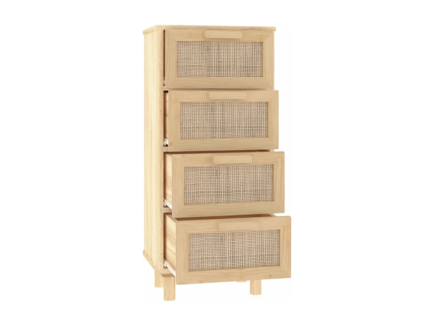 Chiffonnier en bois avec 4 tiroirs en Rotin naturel 40cm - Modèle Kaliga-Couleur Noir