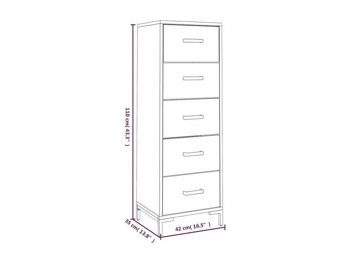 Chiffonnier 42x35x110 Bois de pin massif