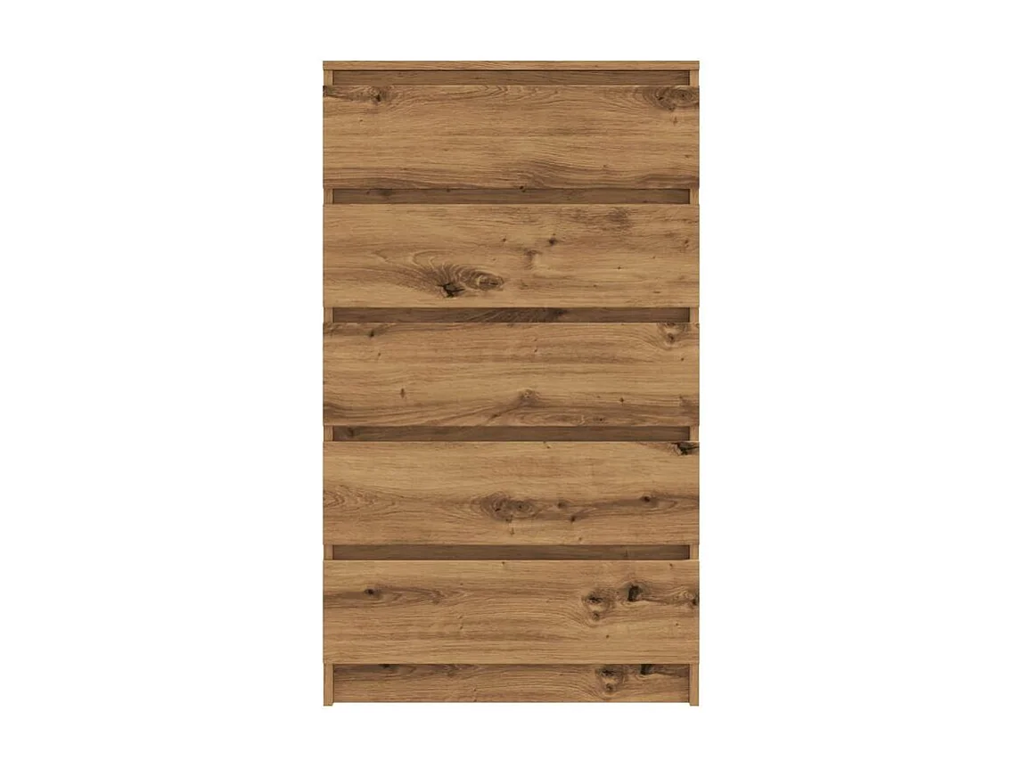 Commode haute 5 tiroirs Klasko 60cm - Bois d'ingénierie-Couleur Marron noisette