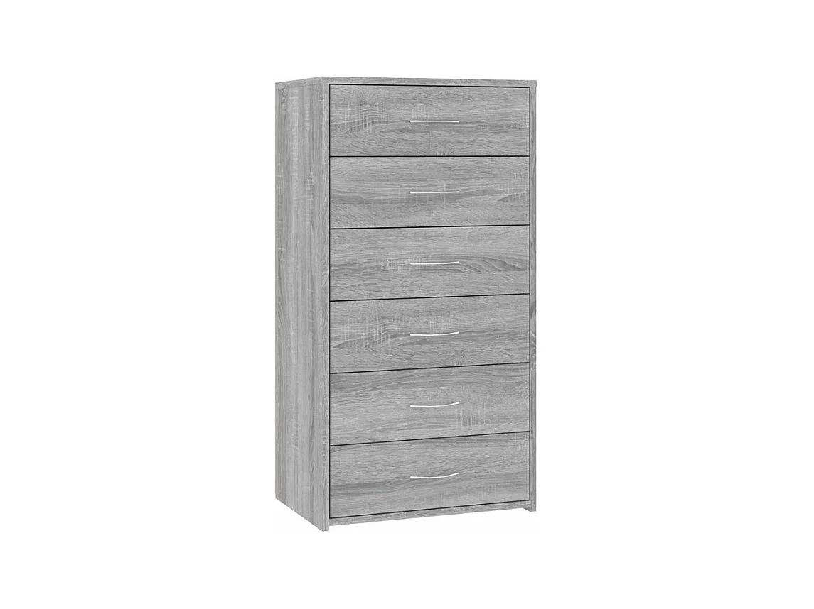 Chiffonnier 6 tiroirs en bois Homy 50cm - Le rangement pratique-Couleur Chêne gris