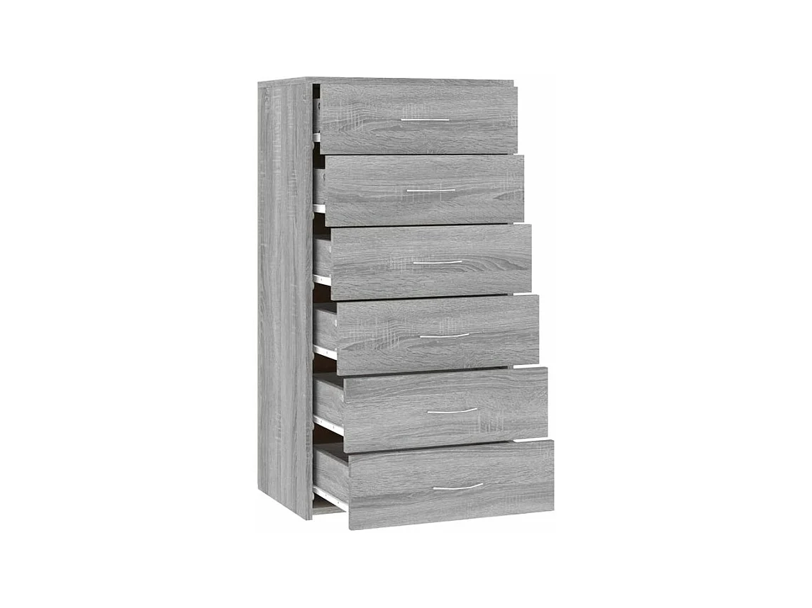 Chiffonnier 6 tiroirs en bois Homy 50cm - Le rangement pratique-Couleur Chêne gris