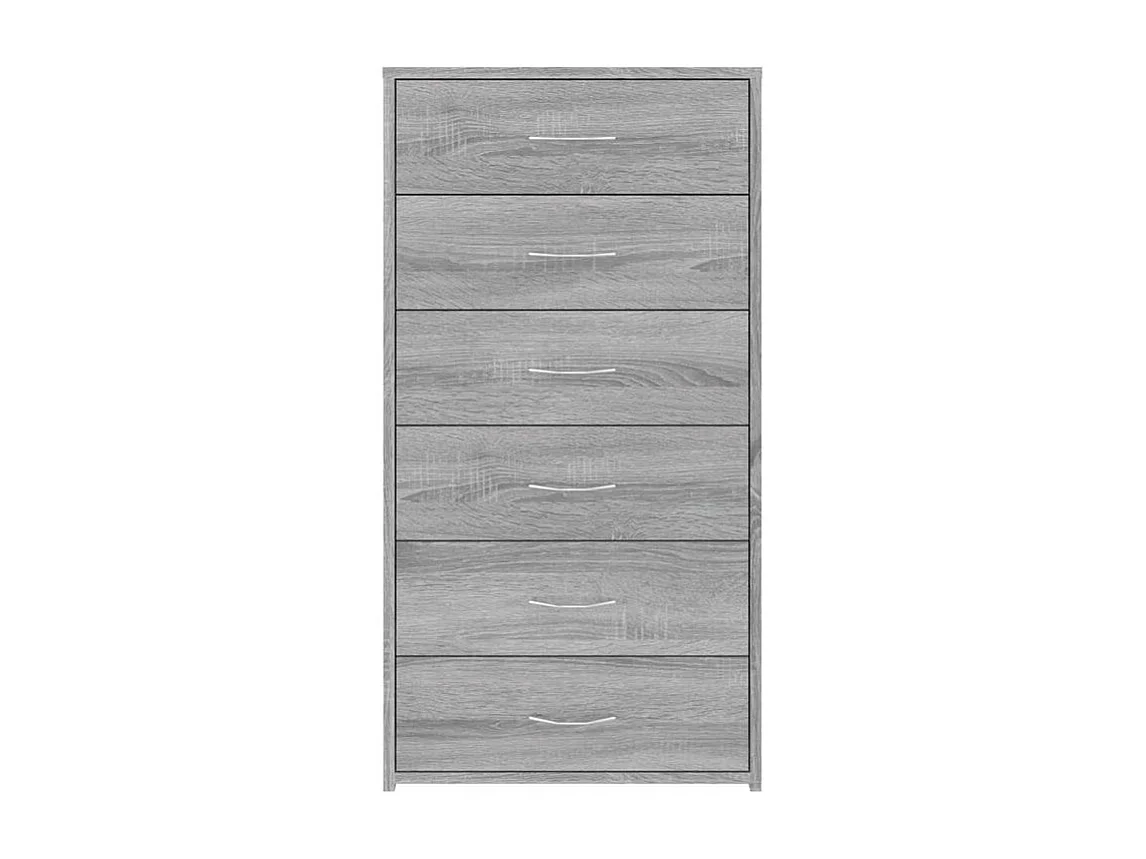 Chiffonnier 6 tiroirs en bois Homy 50cm - Le rangement pratique-Couleur Chêne gris